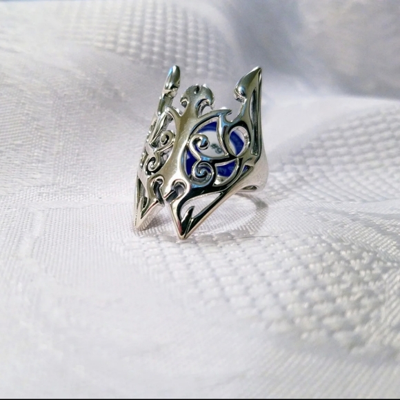 Sterling Silver Gothic Butterfly Ring Size 9 - Picture 2 of 6